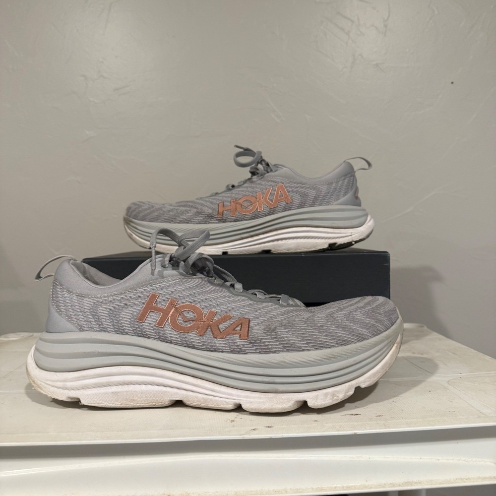 Hoka Gaviota 5 Running Shoes Womens 10.5D Wide Grey Rose Gold 1134270